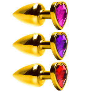 PLUG ANAL ABS DOURADO CORAÇÃO PEDRA SENSUAL LOVE
