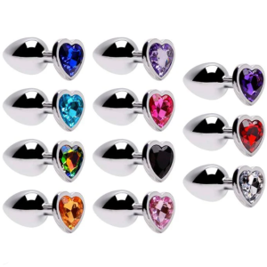 PLUG ANAL METAL CORAÇÃO PEDRA G SENSUAL LOVE