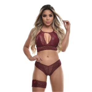 CONJUNTO CROPPED RENDADO COM PERSEX SENSUAL LOVE